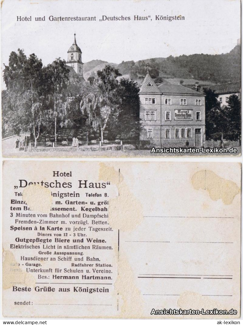 Königstein Sächsische Schweiz Hotel Und Gartenrestaurant "Deutsches Haus" 1922 - Koenigstein (Saechs. Schw.)