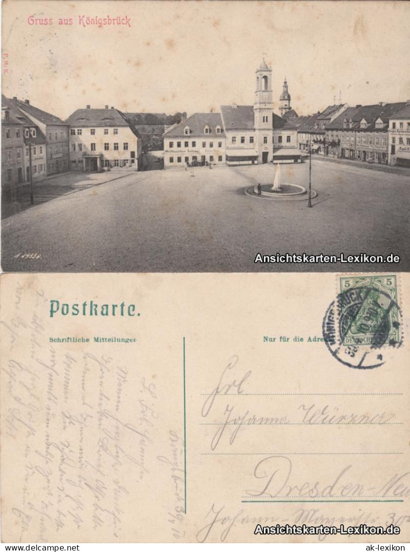 Ansichtskarte Königsbrück Kinspork Marktplatz Mit Ratskeller 1910 - Königsbrück