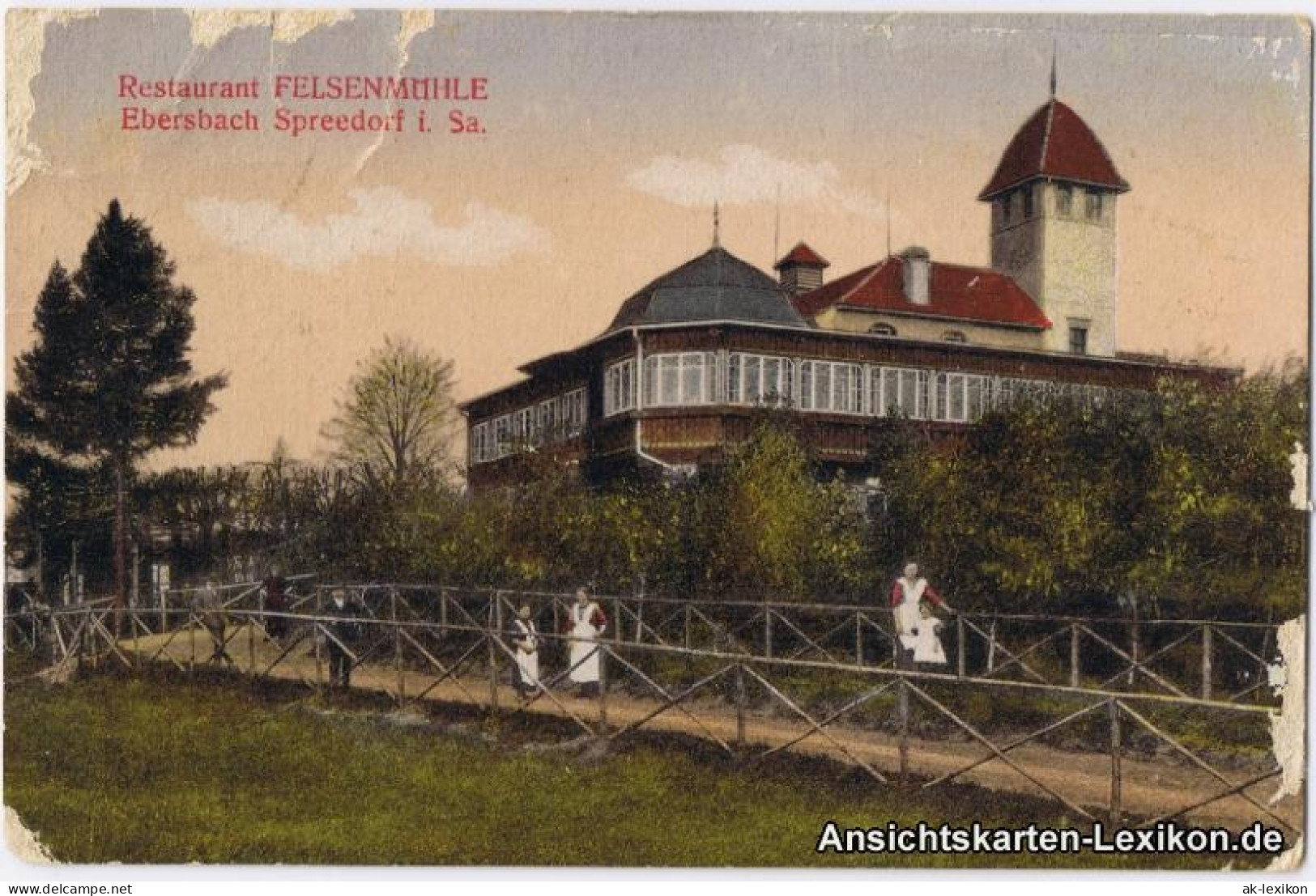 Ansichtskarte Ebersbach/Sa.-Ebersbach-Neugersdorf Restaurant Felsenmühle 1913 - Ebersbach (Löbau/Zittau)