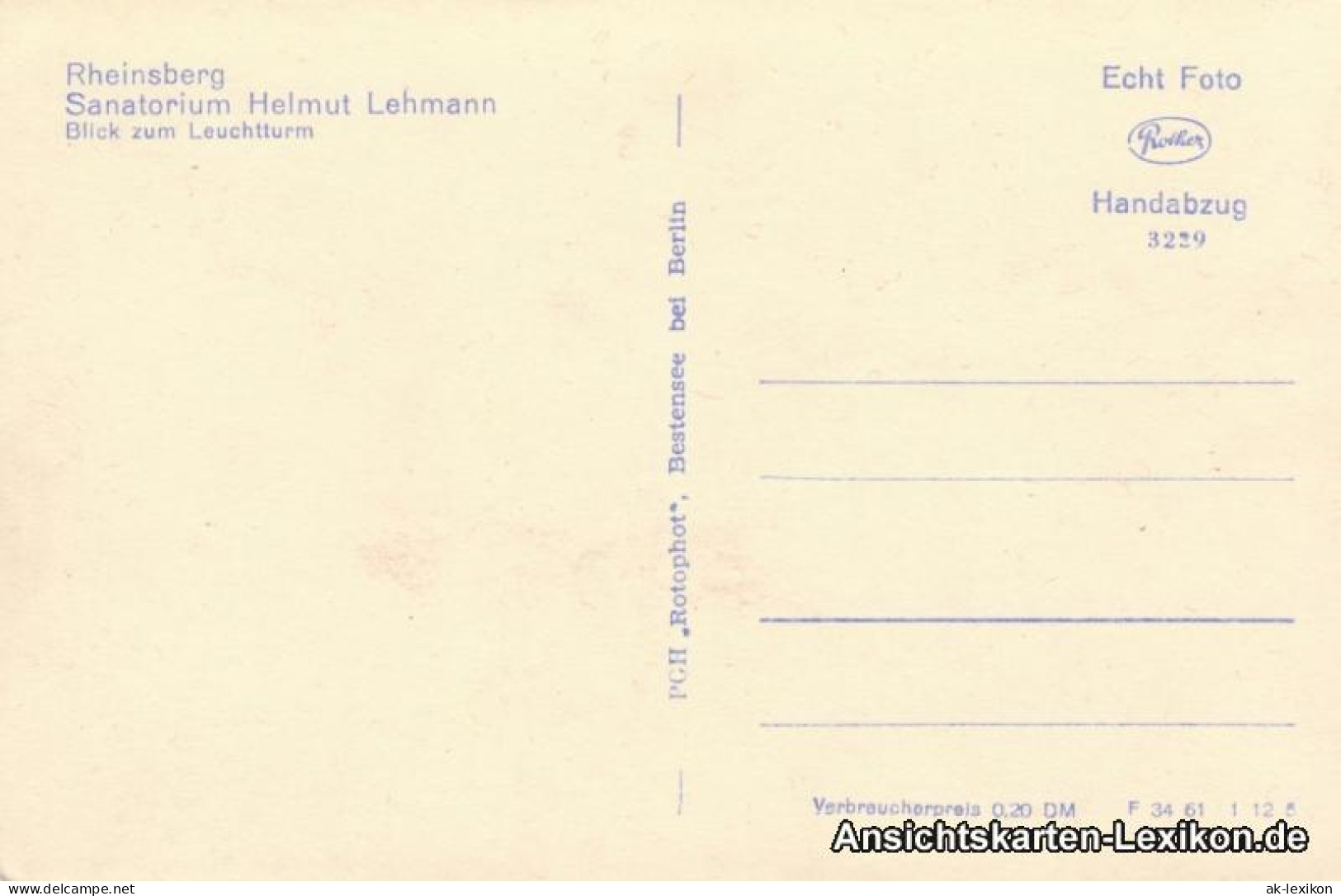 Ansichtskarte Rheinsberg Blick Zum Leuchtturm 1961  - Rheinsberg