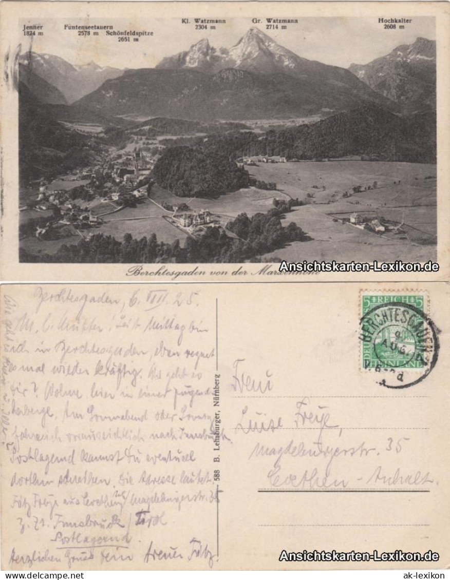 Ansichtskarte Berchtesgaden Von Der Marxhöhe 1925 - Berchtesgaden