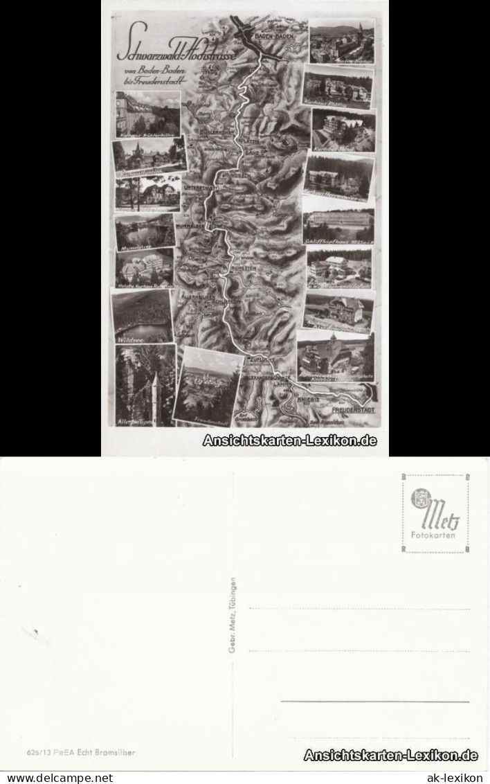 Ansichtskarte Baden-Baden Landkarten AK Schwarzwald Hochstraße 1940 - Baden-Baden
