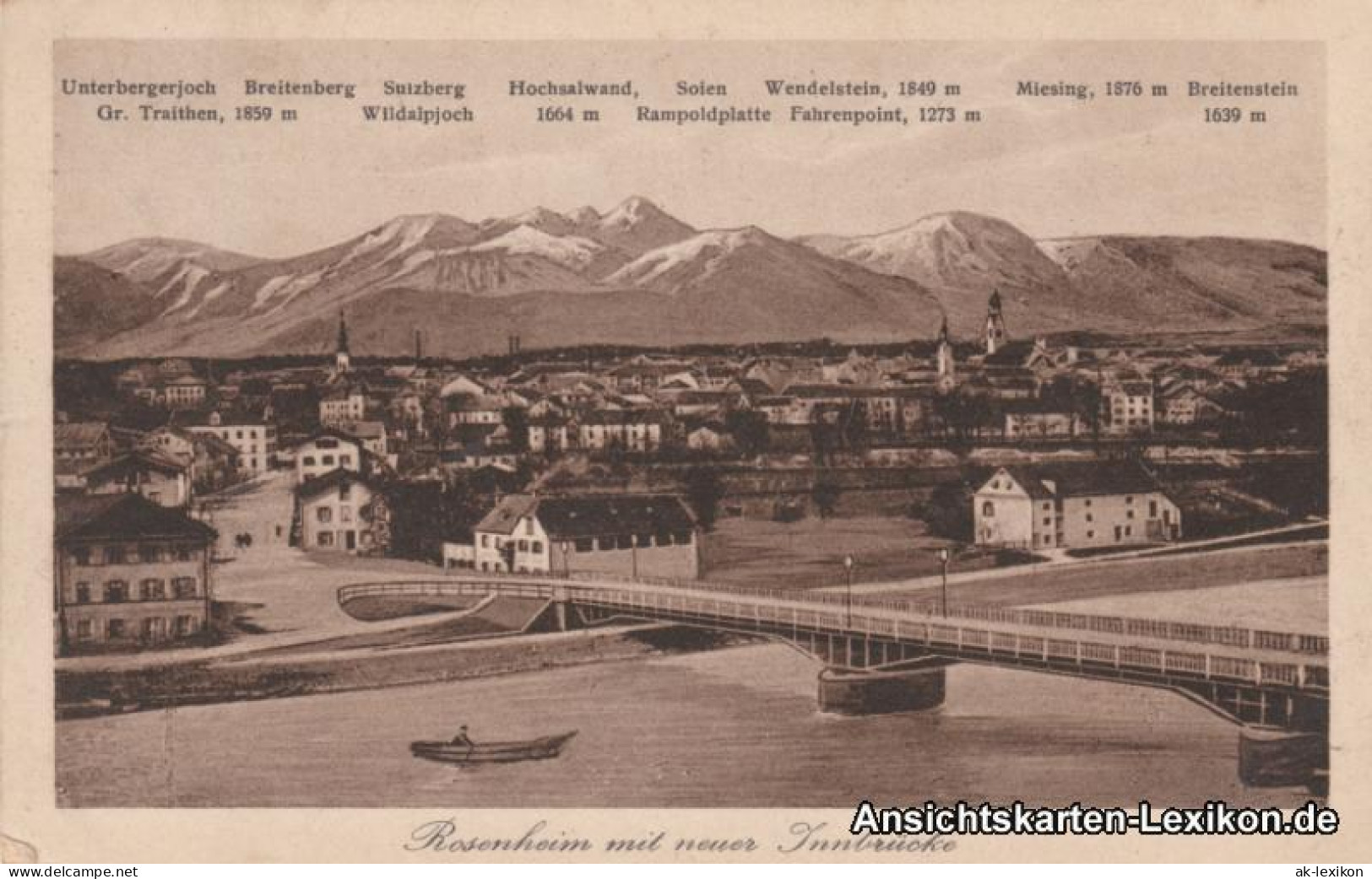 Ansichtskarte Rosenheim Neue Innbrücke 1925 - Rosenheim
