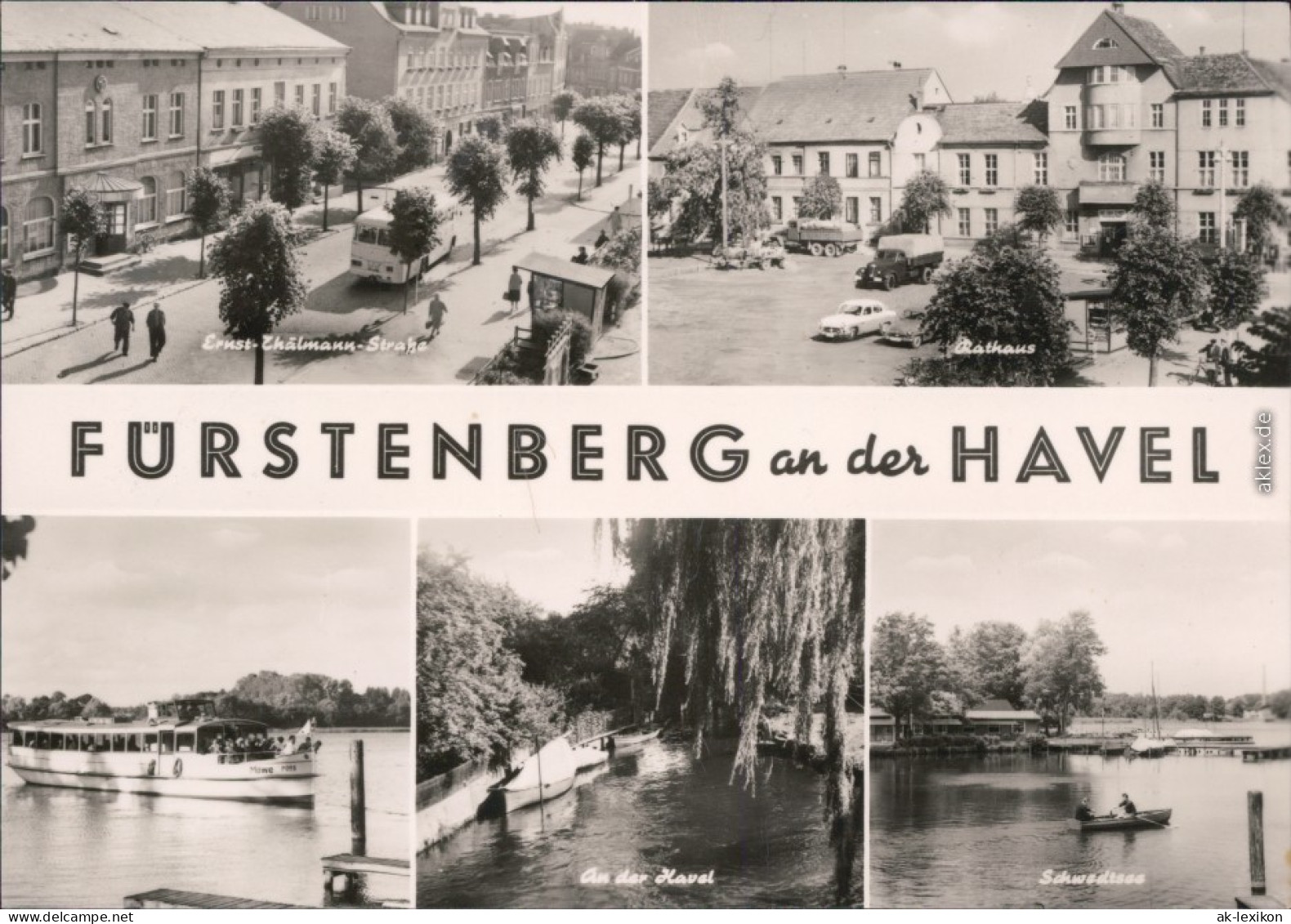 Fürstenberg Havel E-Thälman-Straße,Rathaus,Fähre Möwe,ad Havel,Schwedtsee 1974 - Fuerstenberg