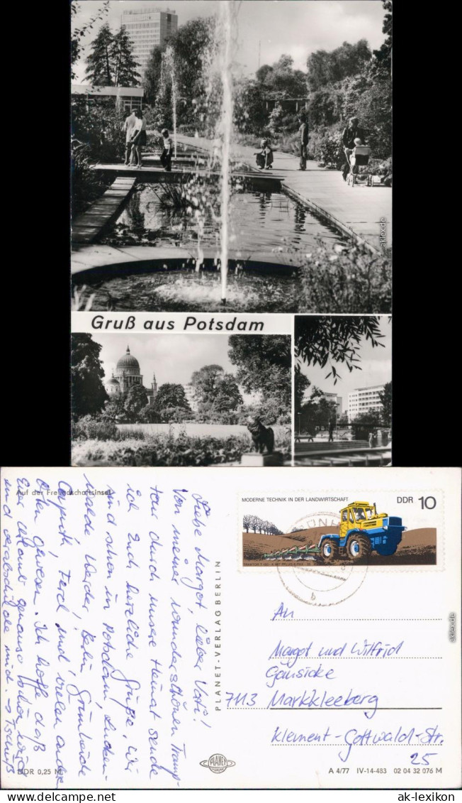 Potsdam Auf Der Freundschaftsinsel Mit Stadtblick - Brunnen Mit Fontäne 1982 - Potsdam