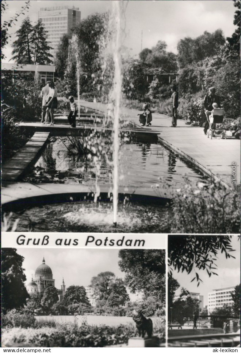 Potsdam Auf Der Freundschaftsinsel Mit Stadtblick - Brunnen Mit Fontäne 1982 - Potsdam