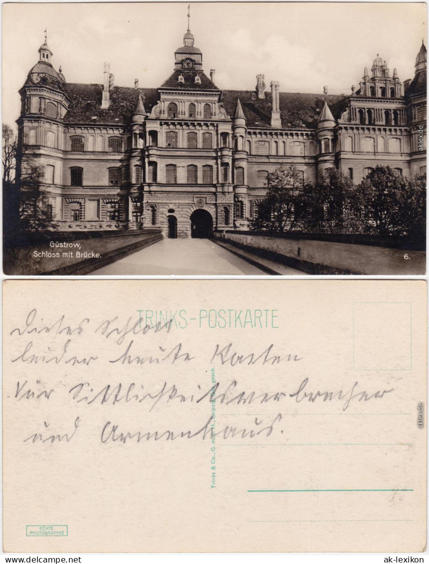 Foto Ansichtskarte Güstrow Partie Am Schloß  - Eingang 1928 - Güstrow