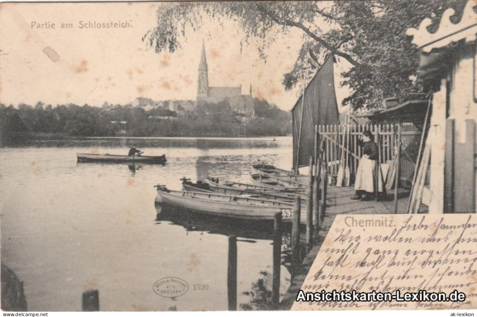 Ansichtskarte Chemnitz Partie Am Schloßteich - Anlegestelle 1906 - Chemnitz