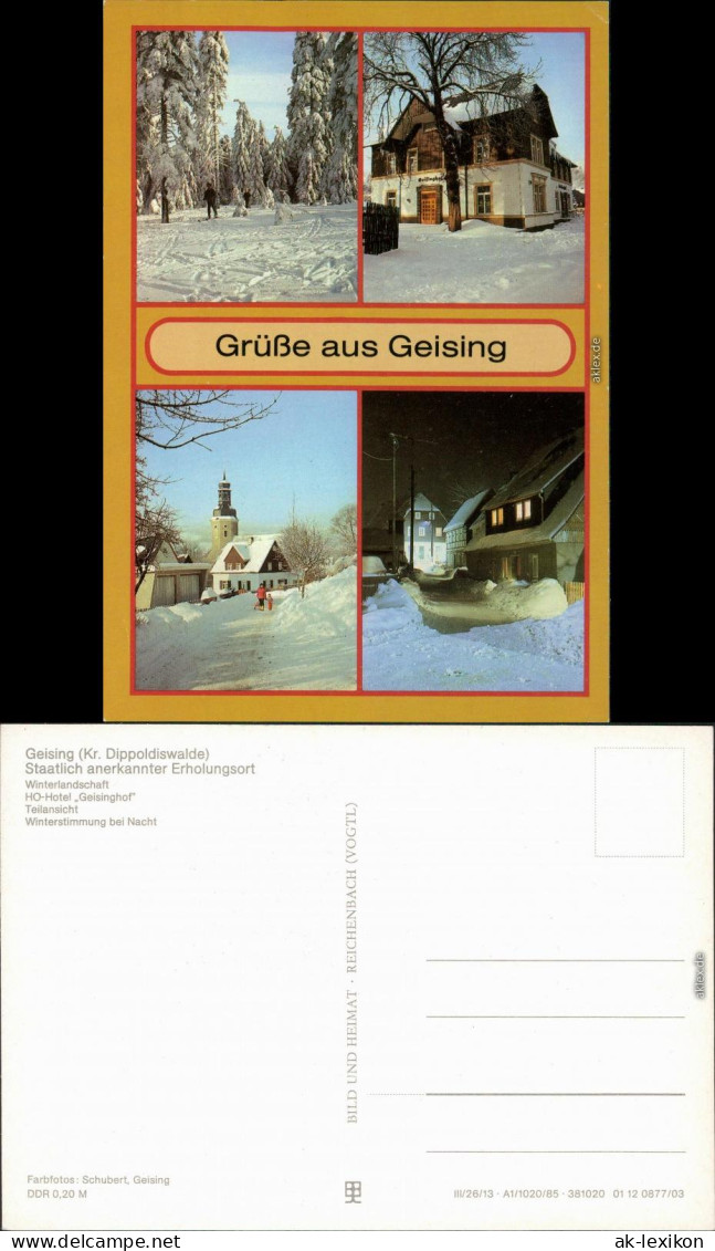 Geising Altenberg (Erzgebirge) Winter HO-Hotel Winterstimmung Bei Nacht 1985 - Geising