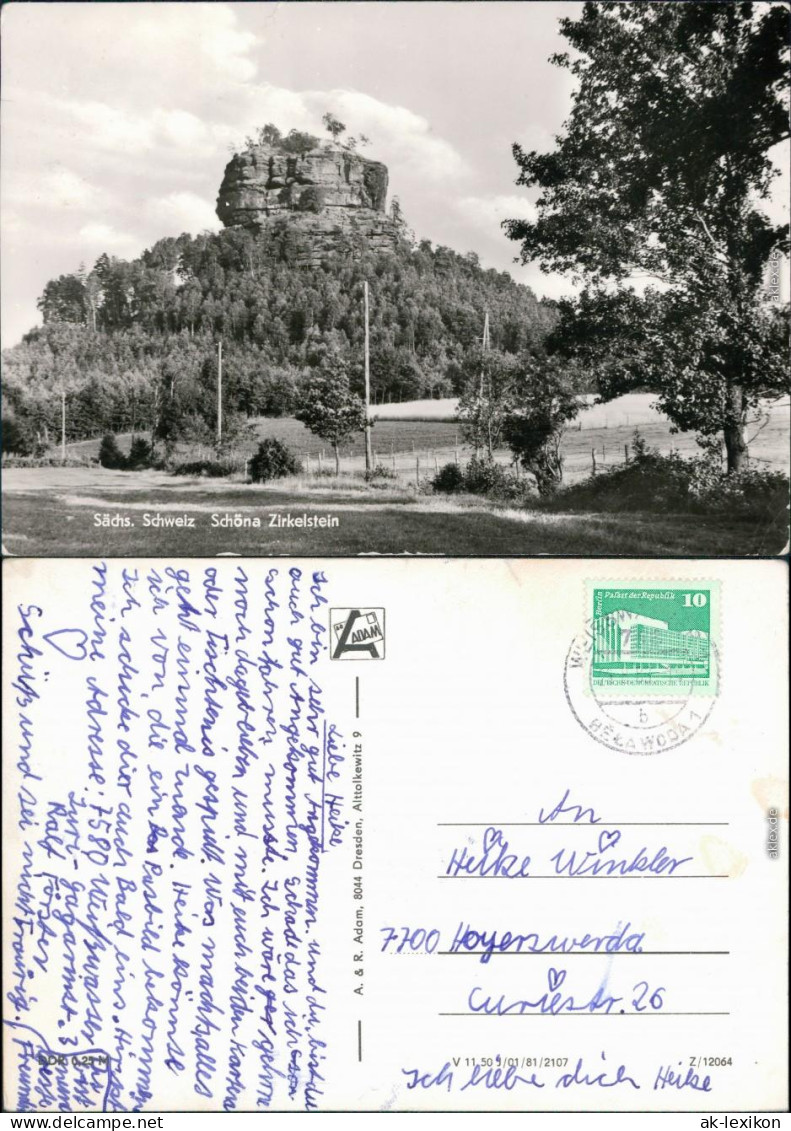 Ansichtskarte Schöna-Reinhardtsdorf-Schöna Partie Am Zirkelstein 1981  - Schoena