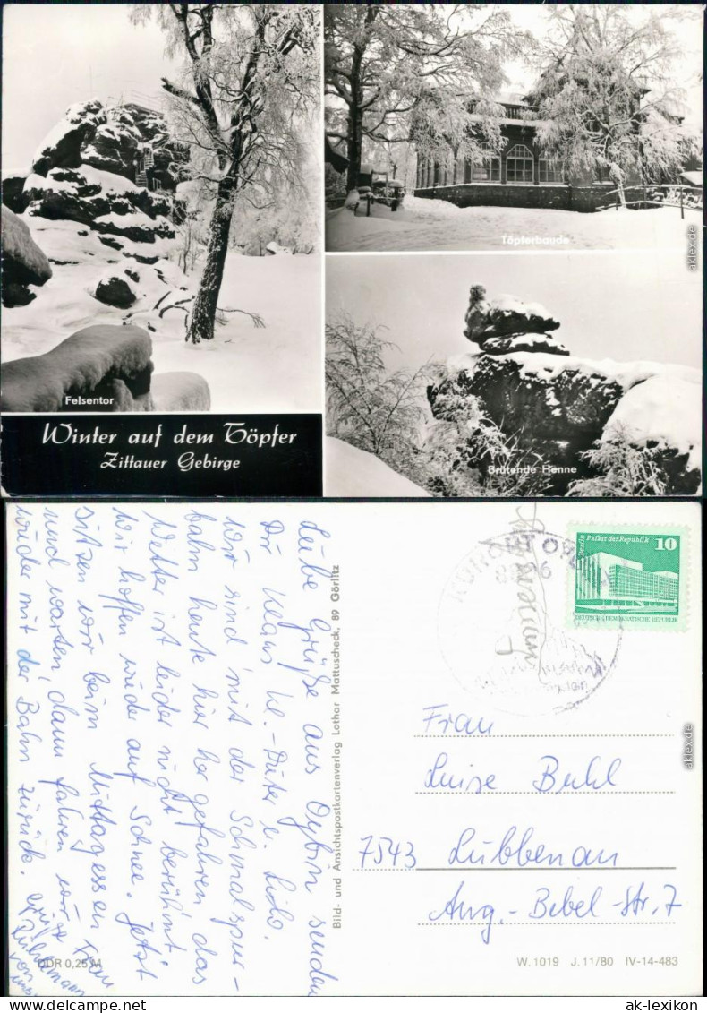 Ansichtskarte Oybin 3 Bild: Umland Und Baude Im Winter 1918  - Oybin