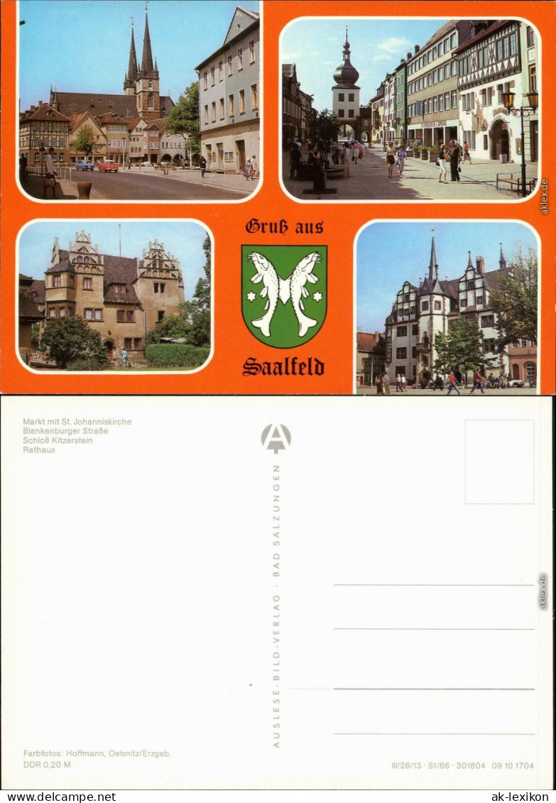 Saalfeld (Saale) Markt Mit St. Johanniskirche, Blankenburger Straße  1986 - Saalfeld