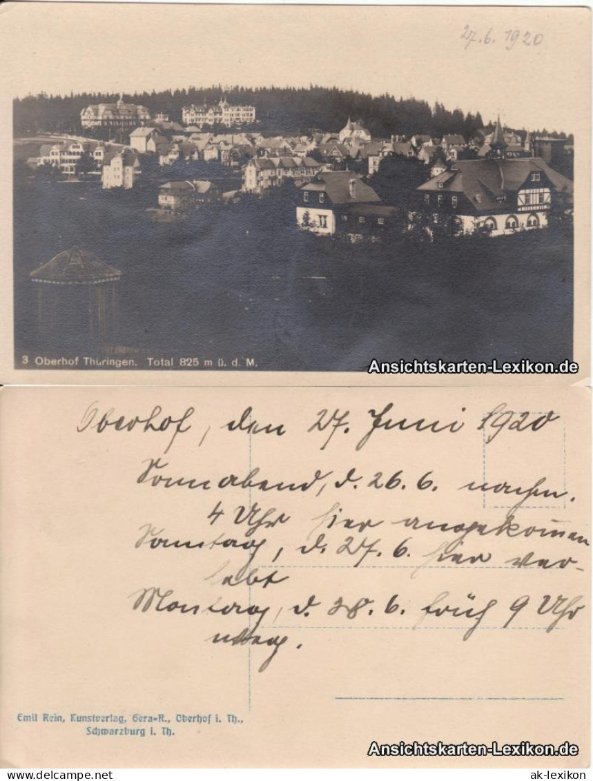 Ansichtskarte Oberhof (Thüringen) Foto AK - Panorama 1920 - Oberhof