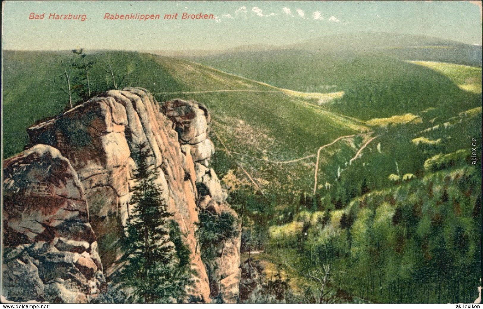 Ansichtskarte Bad Harzburg Rabenklippen Mit Brocken 1914  - Bad Harzburg