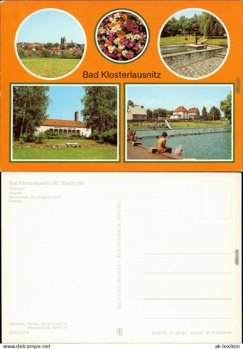 Bad Klosterlausnitz  Kurpark, Sanatorium Dr. Friedrich Wolf, Freibad 1984 - Bad Klosterlausnitz