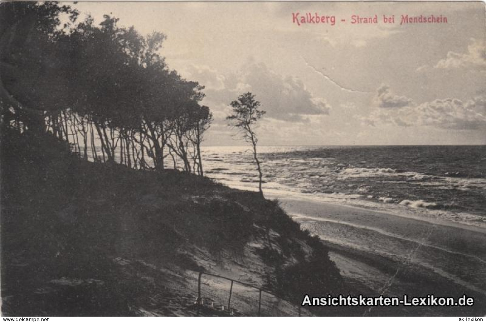 Postcard Berg Dievenow Dziwnów Kalkberg - Strand Bei Mondschein 1909 - Pommern