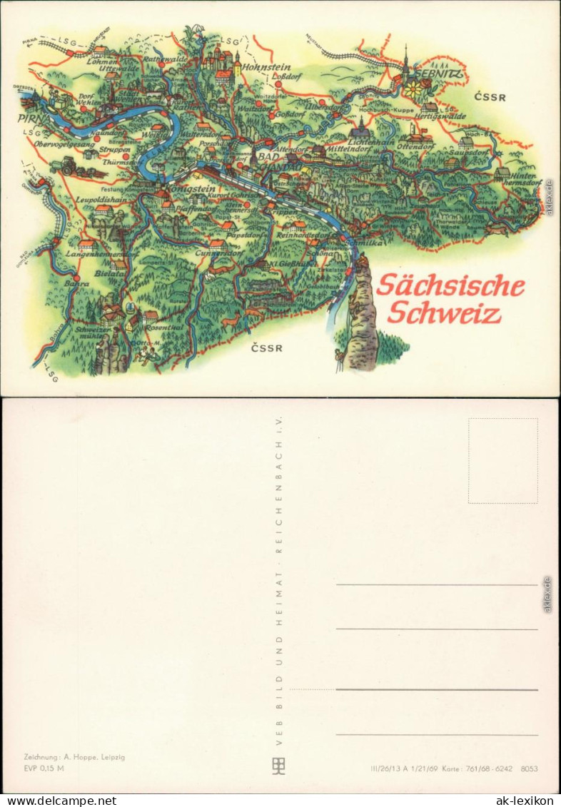 Bad Schandau Sächsische Schweiz Landkarte: Sebnitz Köngistein Schmilka 1979 - Bad Schandau