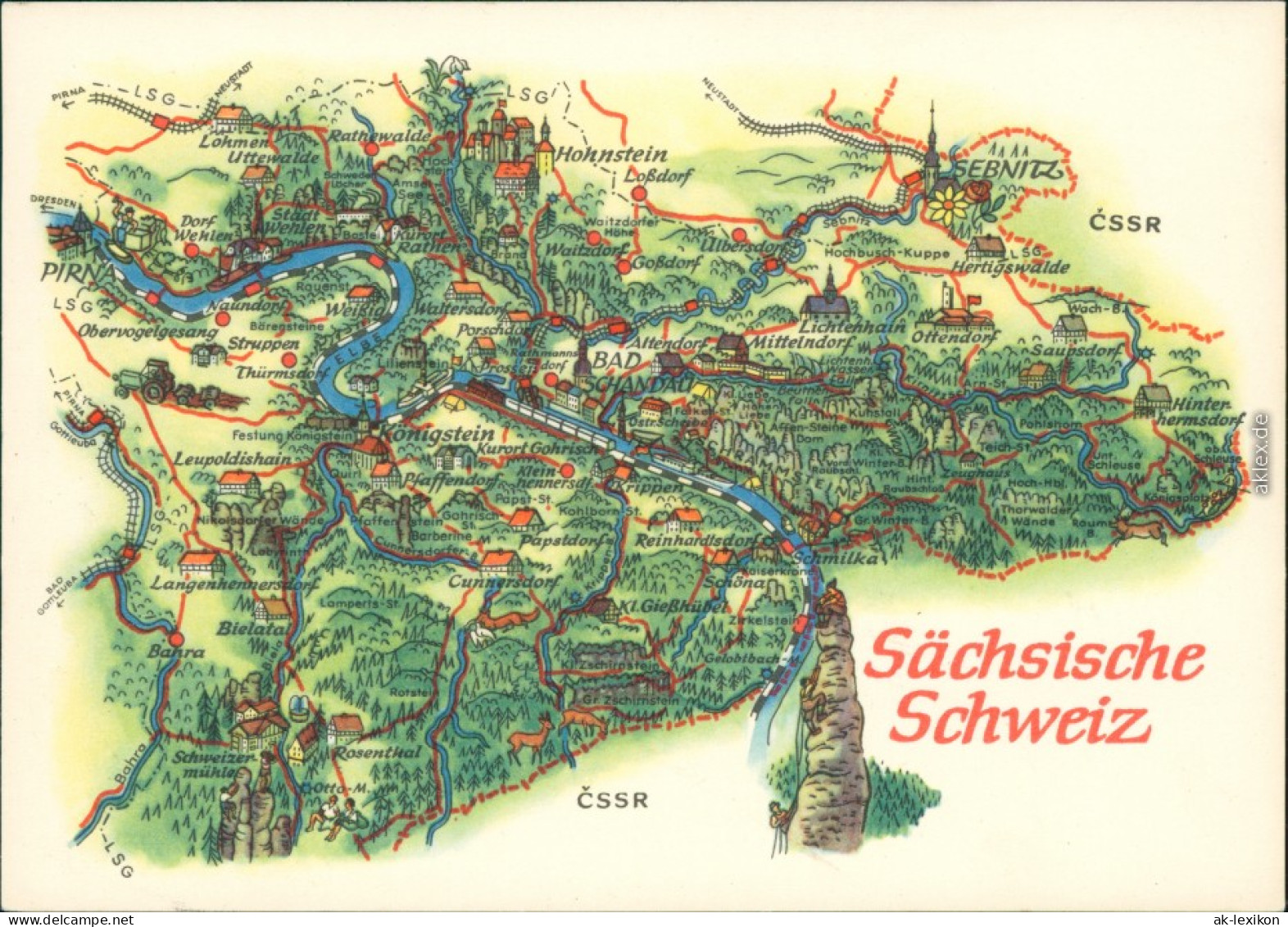 Bad Schandau Sächsische Schweiz Landkarte: Sebnitz Köngistein Schmilka 1979 - Bad Schandau