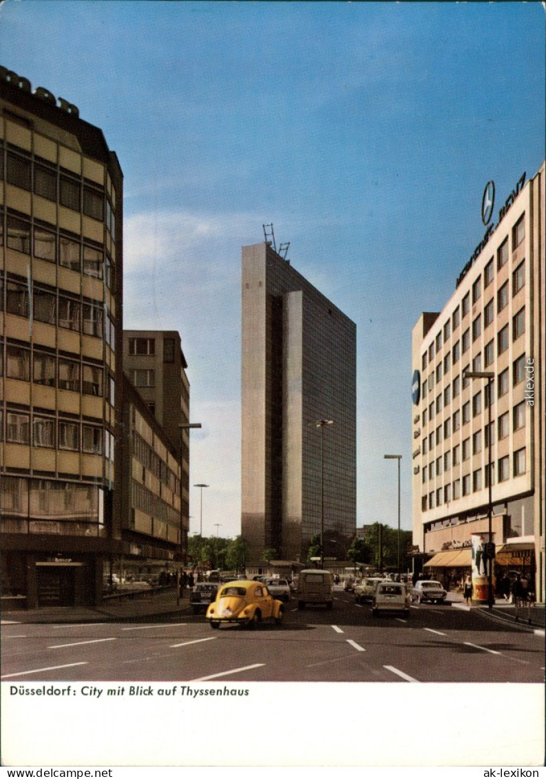 Ansichtskarte Düsseldorf City . Thyssenhaus, VW Käfer 1968  - Duesseldorf