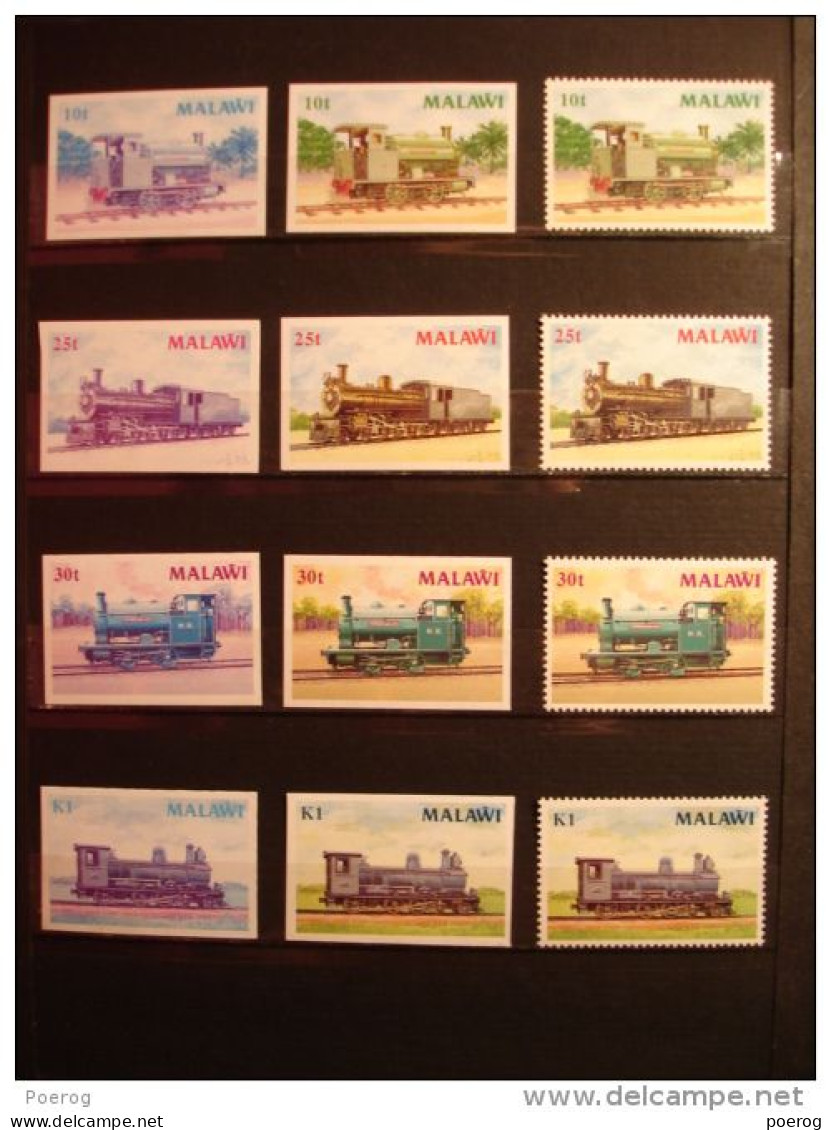 MALAWI - SERIE TIMBRES TRAIN - 1987 - EPREUVES D'ESSAI PASSAGE COULEUR - Colour Color Trials Trial Proof Rare - Trains