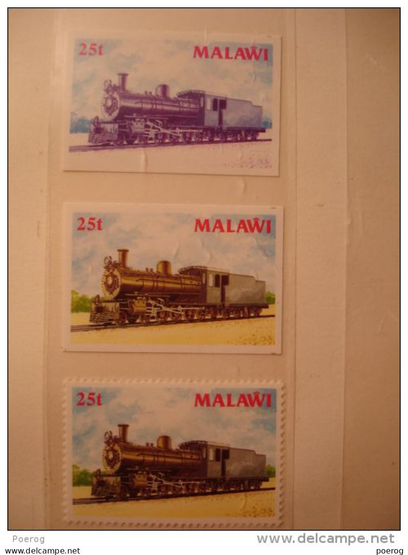 MALAWI - SERIE TIMBRES TRAIN - 1987 - EPREUVES D'ESSAI PASSAGE COULEUR - Colour Color Trials Trial Proof Rare - Trains