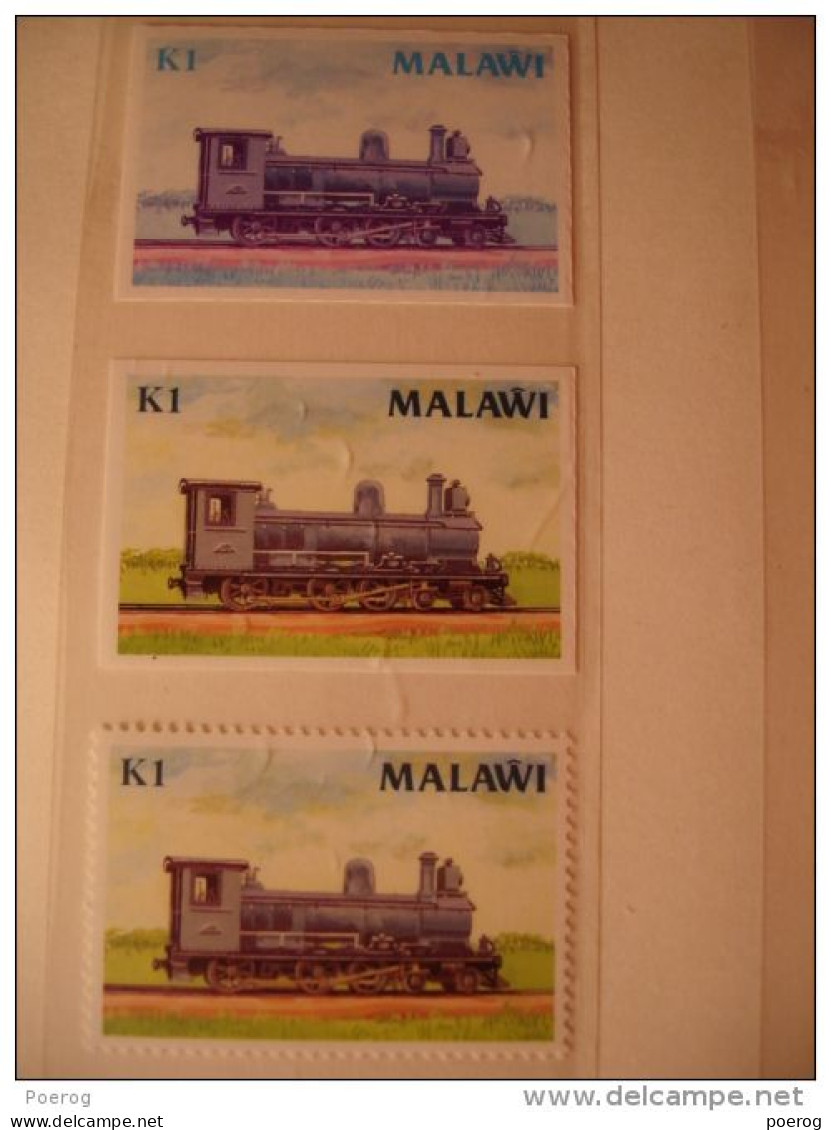 MALAWI - SERIE TIMBRES TRAIN - 1987 - EPREUVES D'ESSAI PASSAGE COULEUR - Colour Color Trials Trial Proof Rare - Trains