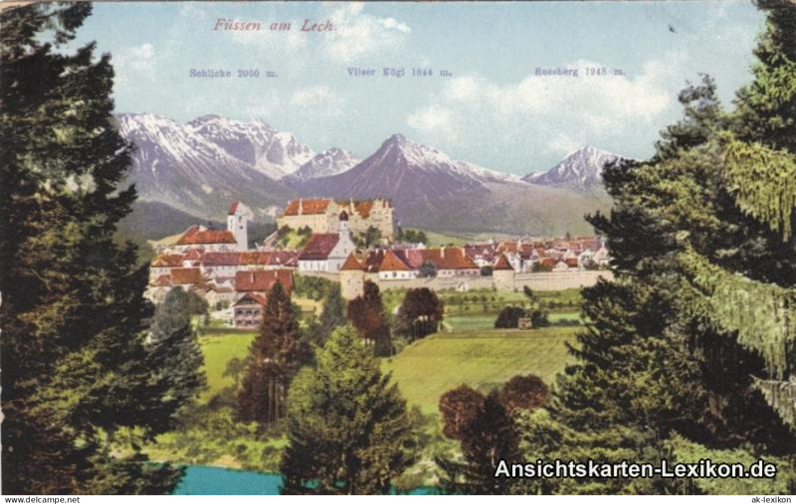 Füssen Panorama Mit Schlicke 2060 M, Vilser Kögl 1844 M Rossberg 1248 M 1920 - Fuessen