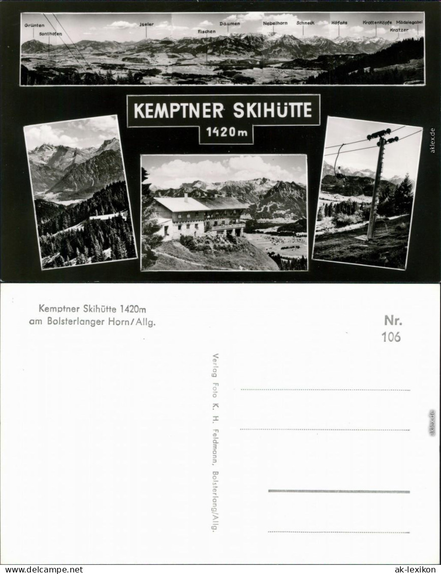 Kempten (Allgäu) 4 Bild: Panorama, Seilbahn, Kemptner Skihütte 1962  - Kempten