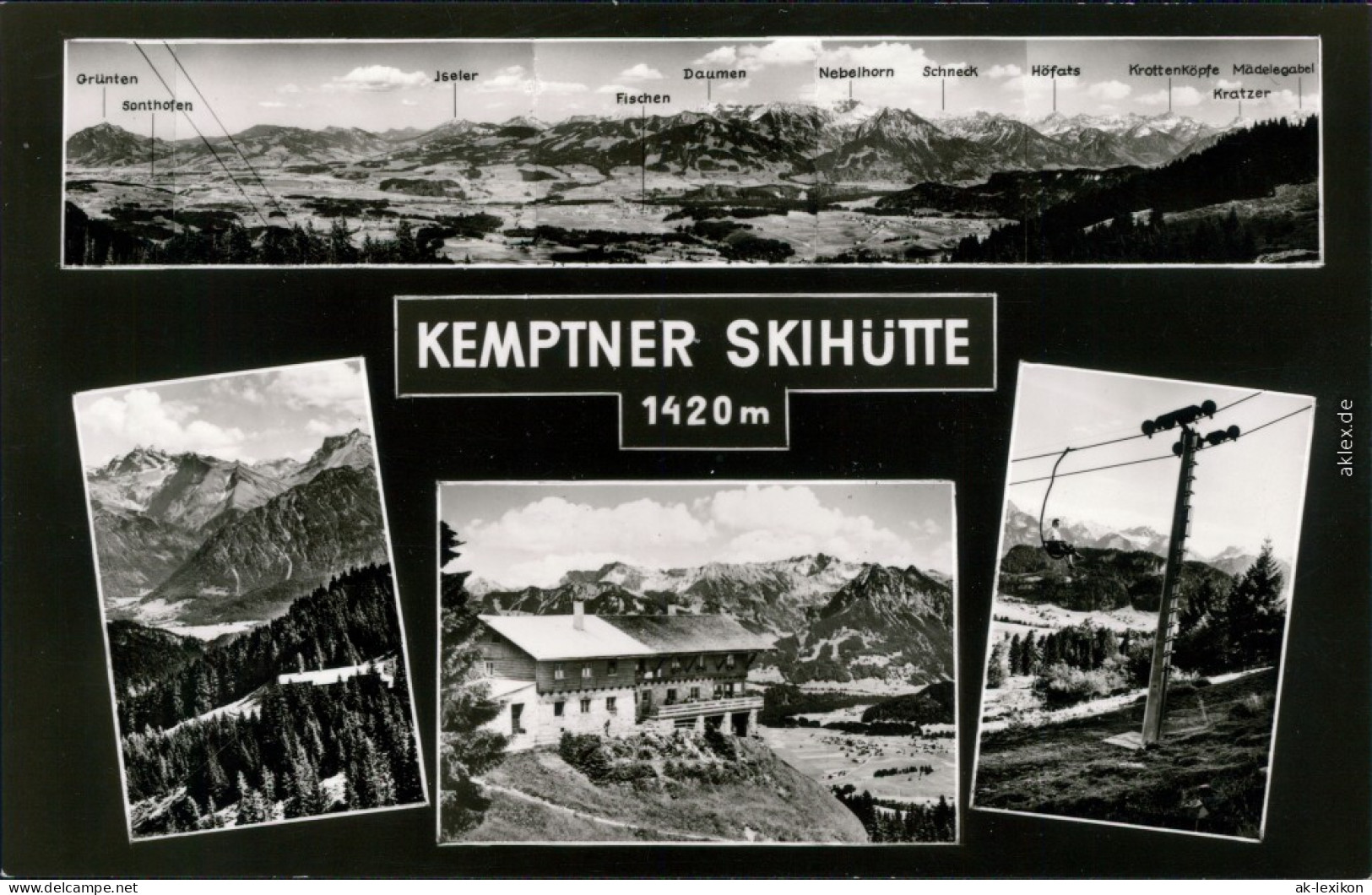 Kempten (Allgäu) 4 Bild: Panorama, Seilbahn, Kemptner Skihütte 1962  - Kempten