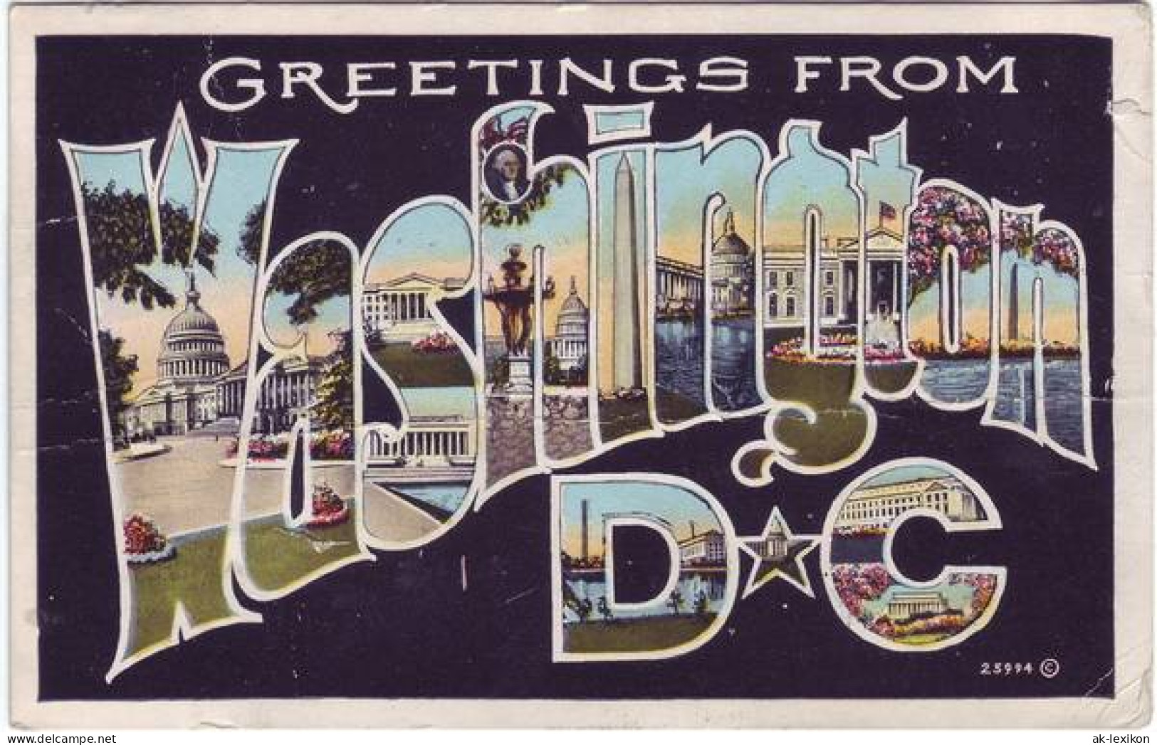 Postcard Washington D.C. Greetings From ... 1928 - Washington DC