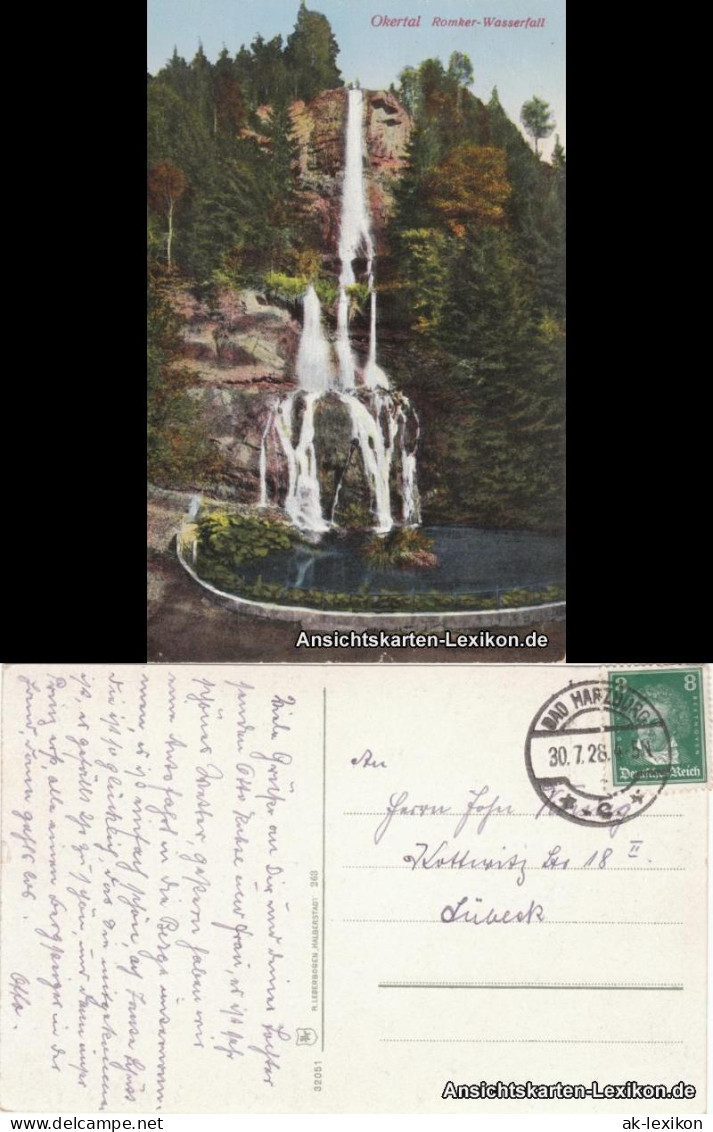 Ansichtskarte Oker-Goslar Okertal - Romker Wasserfall 1928 - Goslar
