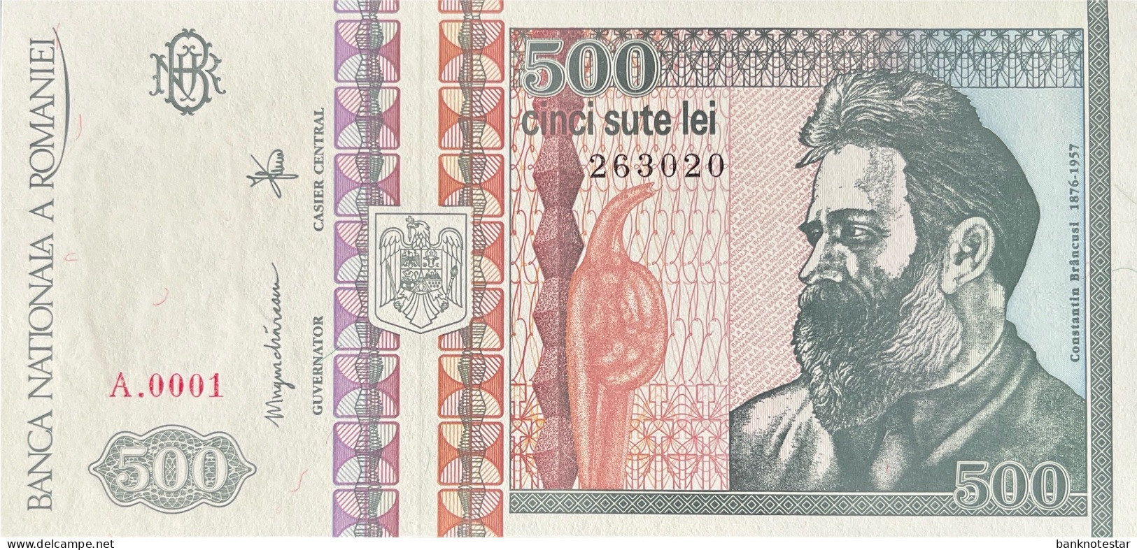 Romania 500 Lei, P-101a (December 1992) - UNC - A0001 Serial Number! - Rumänien