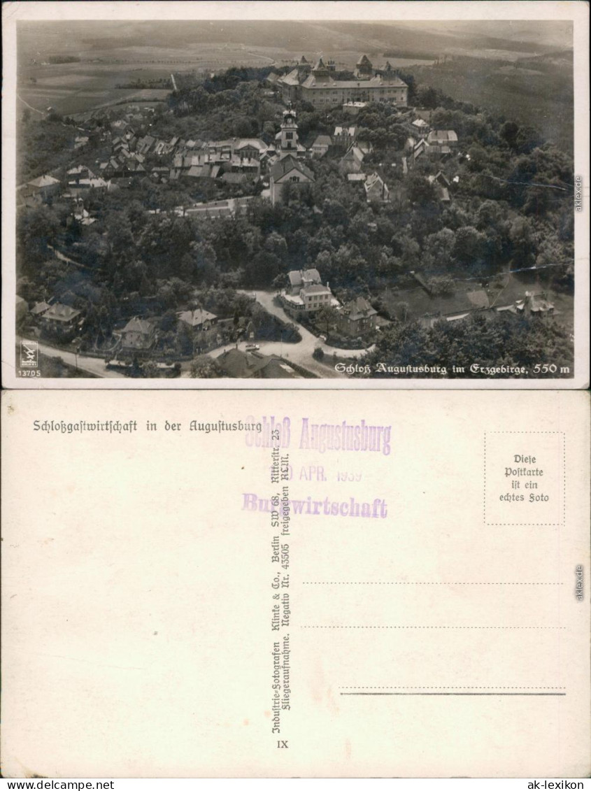 Ansichtskarte Augustusburg Luftbild Mit Stadt 1932  - Augustusburg