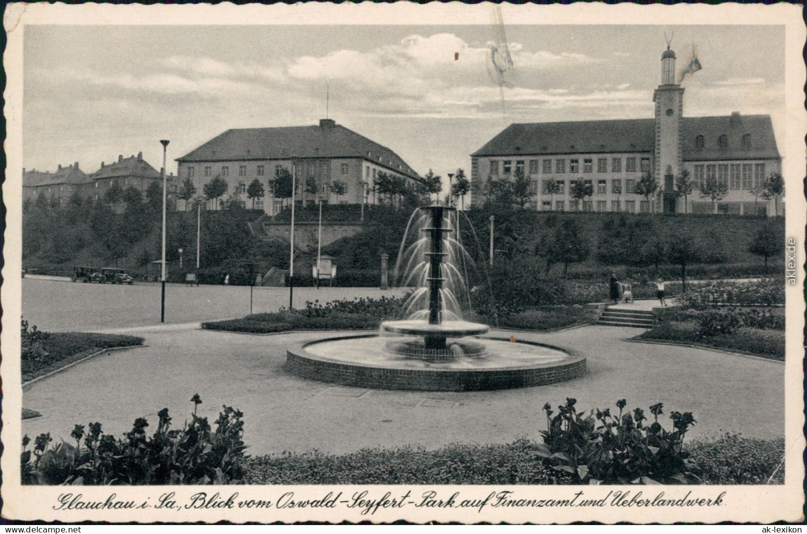 Ansichtskarte Glauchau Blick Vom Oswald-Seyfert-Park Auf Finanzamt 1941 - Glauchau