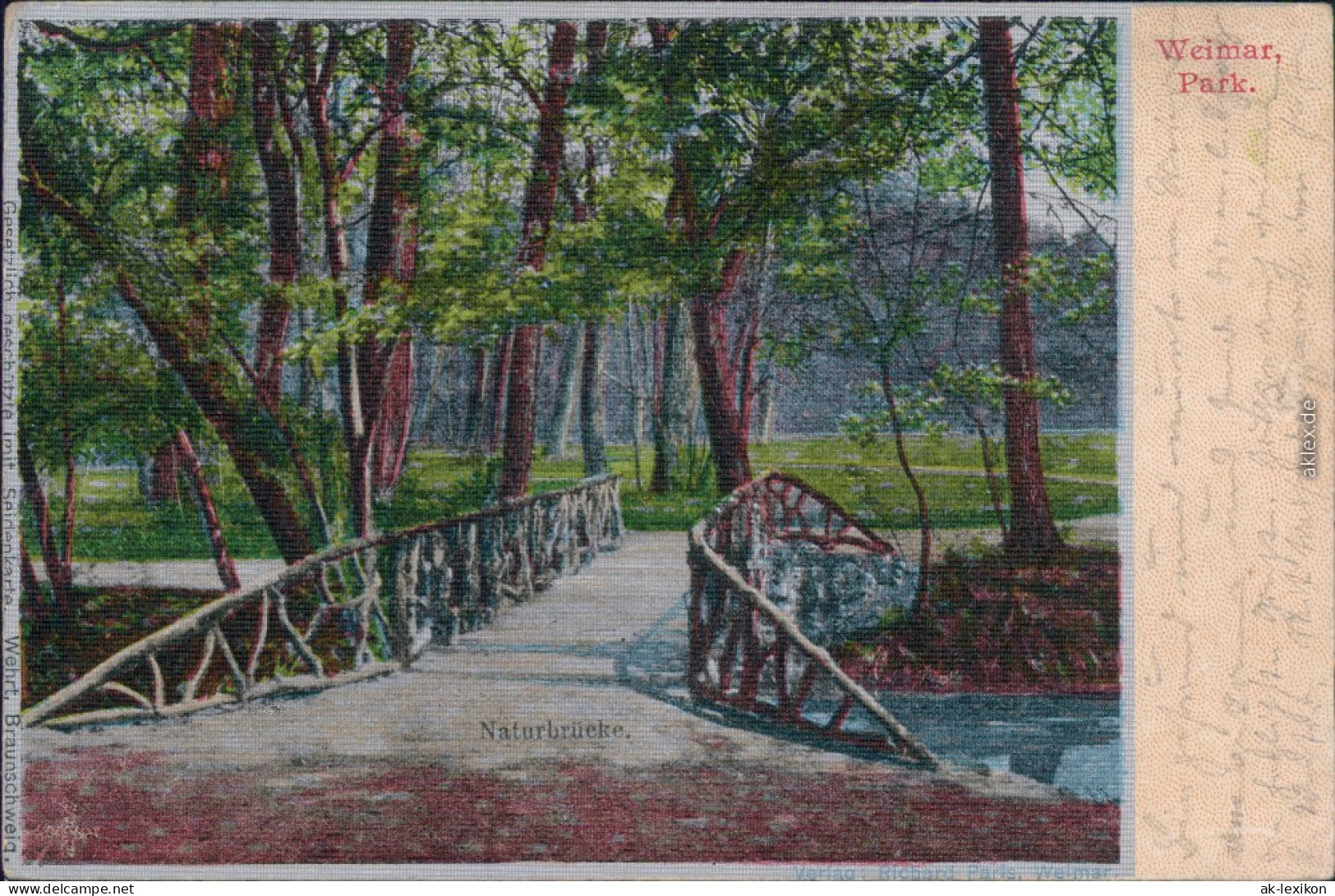 Weimar Künstlerkarte: Naturbrücke Im Park An Der Ilm 1902 Silber-Effekt - Weimar