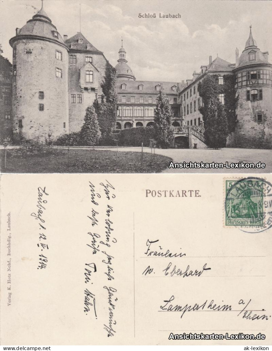 Ansichtskarte Laubach (Hessen) Schloß Laubach 1914 - Laubach