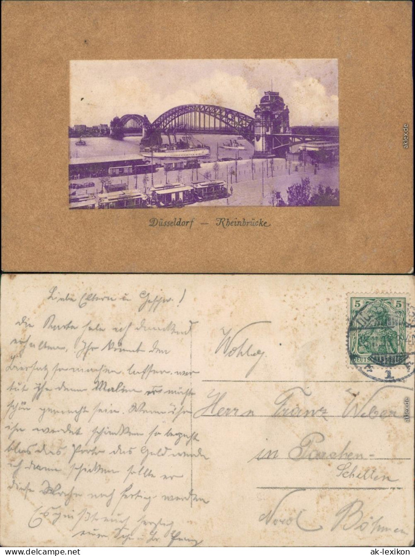 Ansichtskarte Düsseldorf Rheinbrücke Mit Dampfer 1909 - Duesseldorf