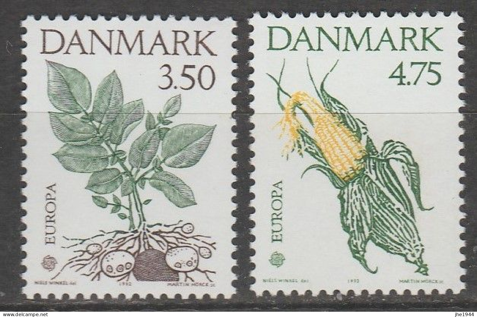 Danemark Europa 1992 N° 1028/ 1029 ** Decouverte Amerique - 1992