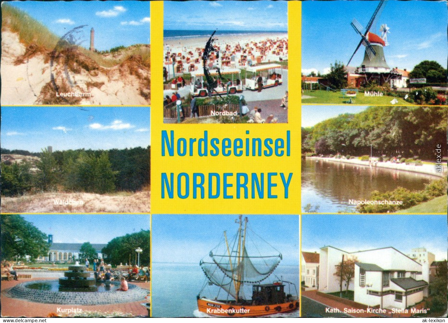 Norderney Nordstrand, Leuchtturm, Windmühle, Kurplatz,  1983 - Norderney