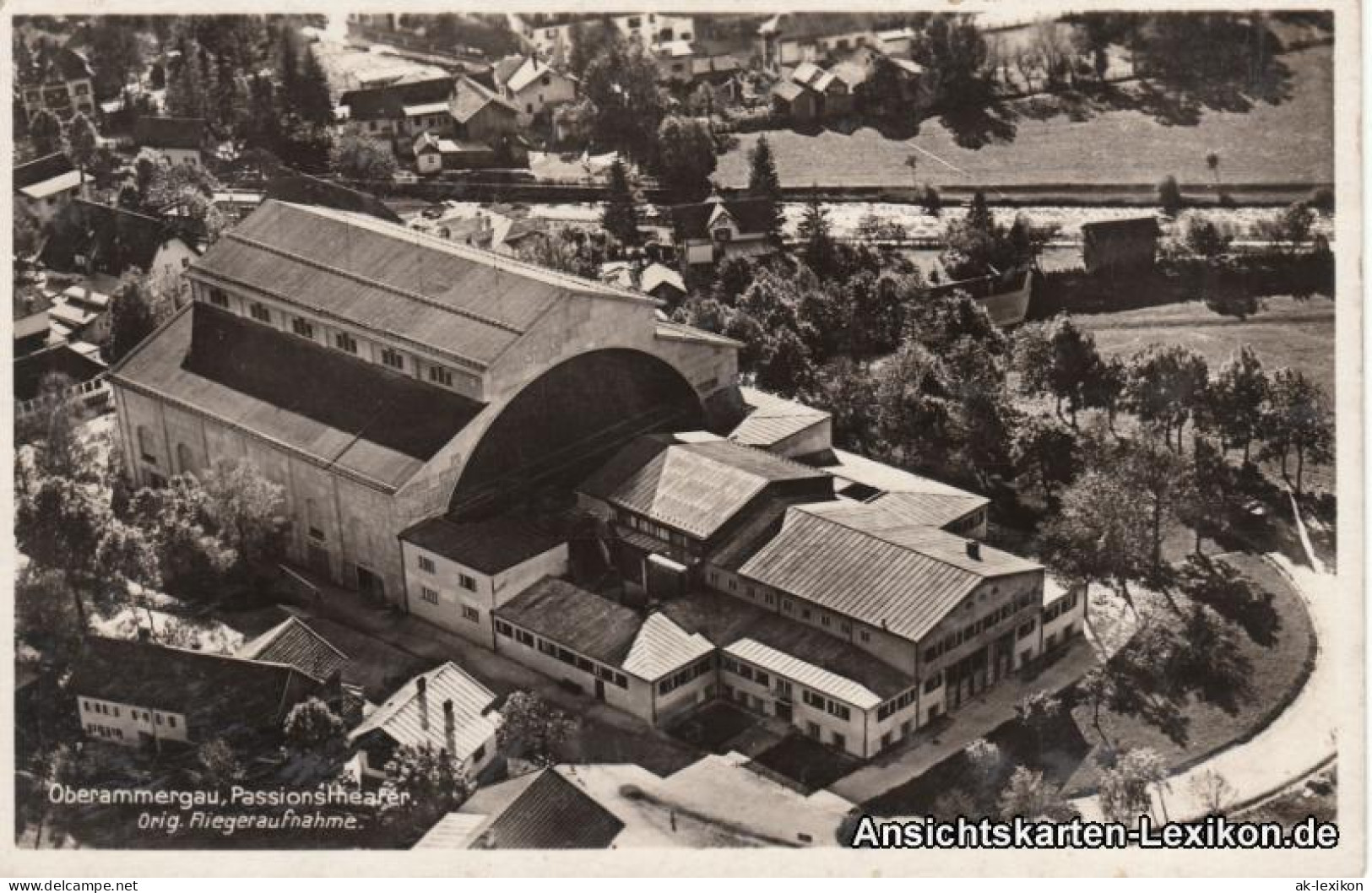 Ansichtskarte Oberammergau Fliegeraufnahme Passionstheater 1936 - Oberammergau