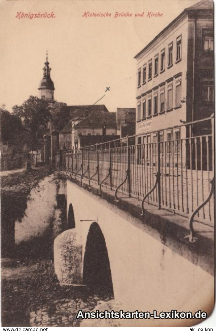 Ansichtskarte Königsbrück Kinspork Historische Brücke Und Kirche 1921 - Königsbrück