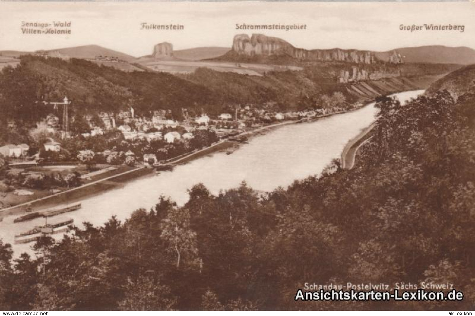 Ansichtskarte Postelwitz-Bad Schandau Elbpanorama - Foto Ansichtskarte 1929 - Bad Schandau