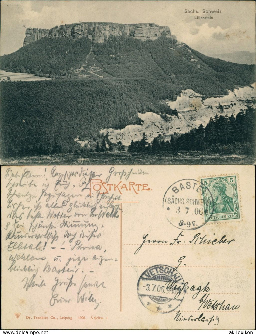 Ansichtskarte Porschdorf-Bad Schandau Blick Auf Den Lilienstein 1906  - Bad Schandau