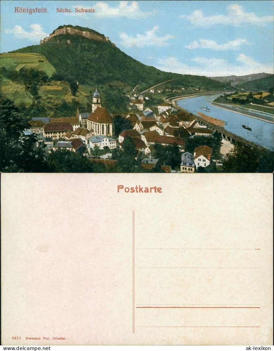 Ansichtskarte Königstein (Sächsische Schweiz) Blick Auf Die Stadt 1914  - Koenigstein (Saechs. Schw.)