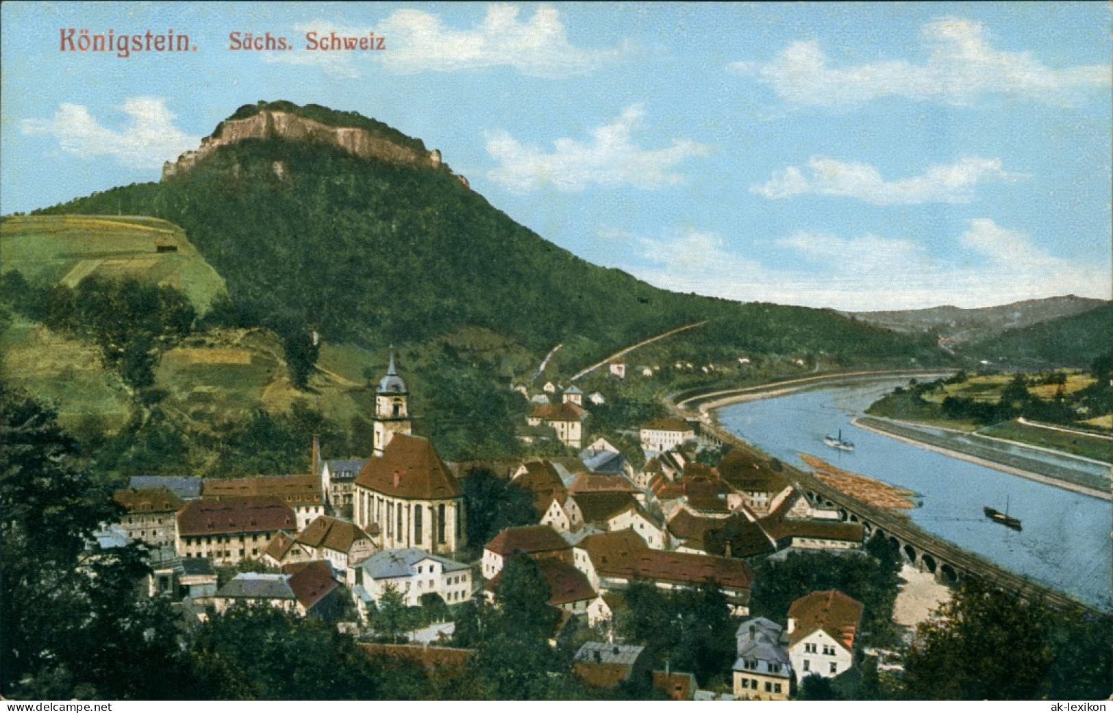 Ansichtskarte Königstein (Sächsische Schweiz) Blick Auf Die Stadt 1914  - Koenigstein (Saechs. Schw.)