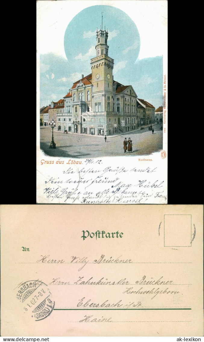 Ansichtskarte Löbau Straßenpartie Am Rathaus 1902  - Loebau