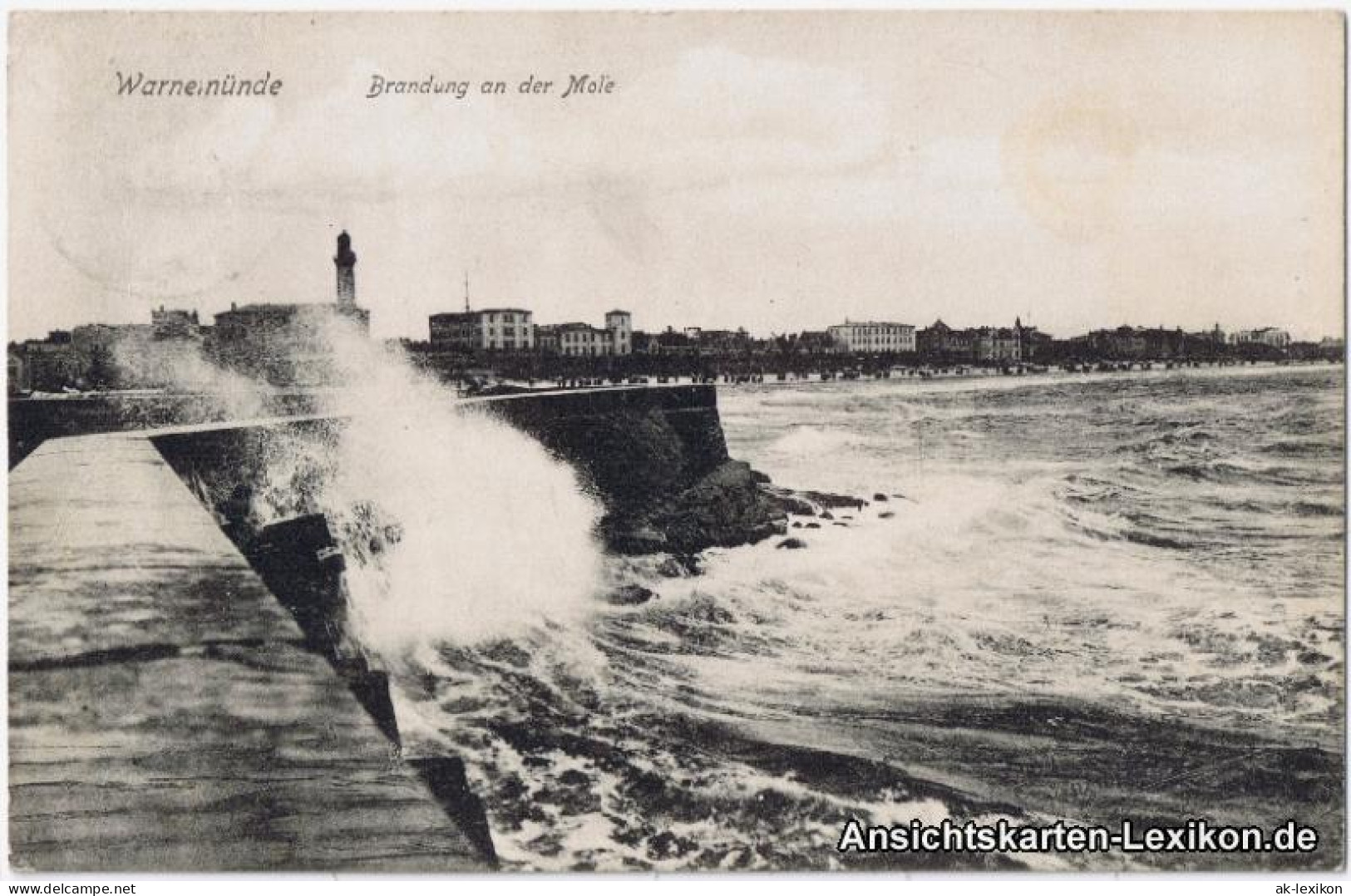 Ansichtskarte Warnemünde-Rostock Brandung An Der Mole 1908 - Rostock