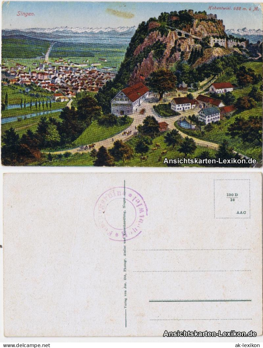 Ansichtskarte Singen (Hohentwiel) Künstler AK Mit Gasthaus Hohentwiel 1919 - Singen A. Hohentwiel