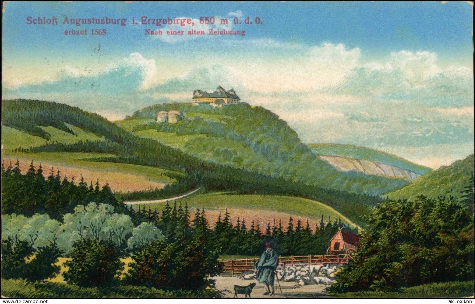 Ansichtskarte Augustusburg Hirte Vor Der Augustusburg 1915  - Augustusburg