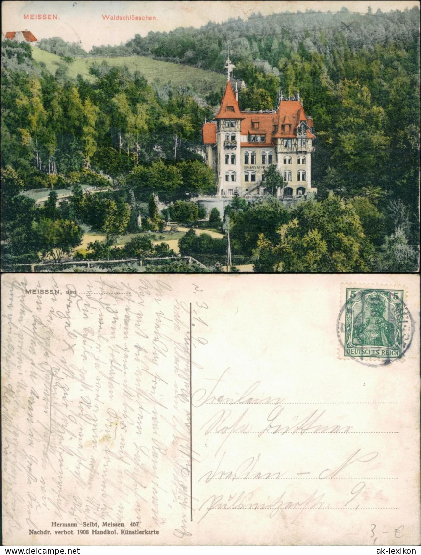 Ansichtskarte Meißen Blick Auf Das Waldschlösschen 1908  - Meissen